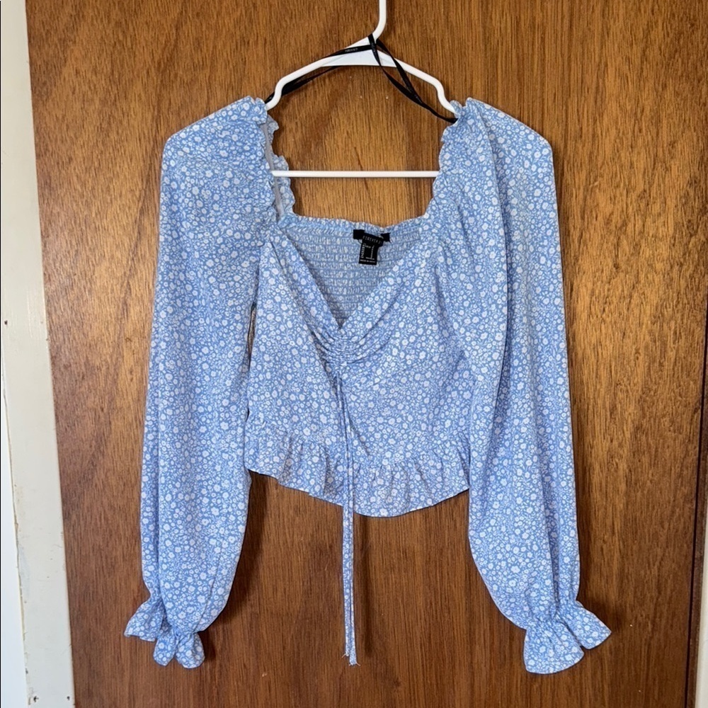Forever 21 Floral Blue Women's Top- size small